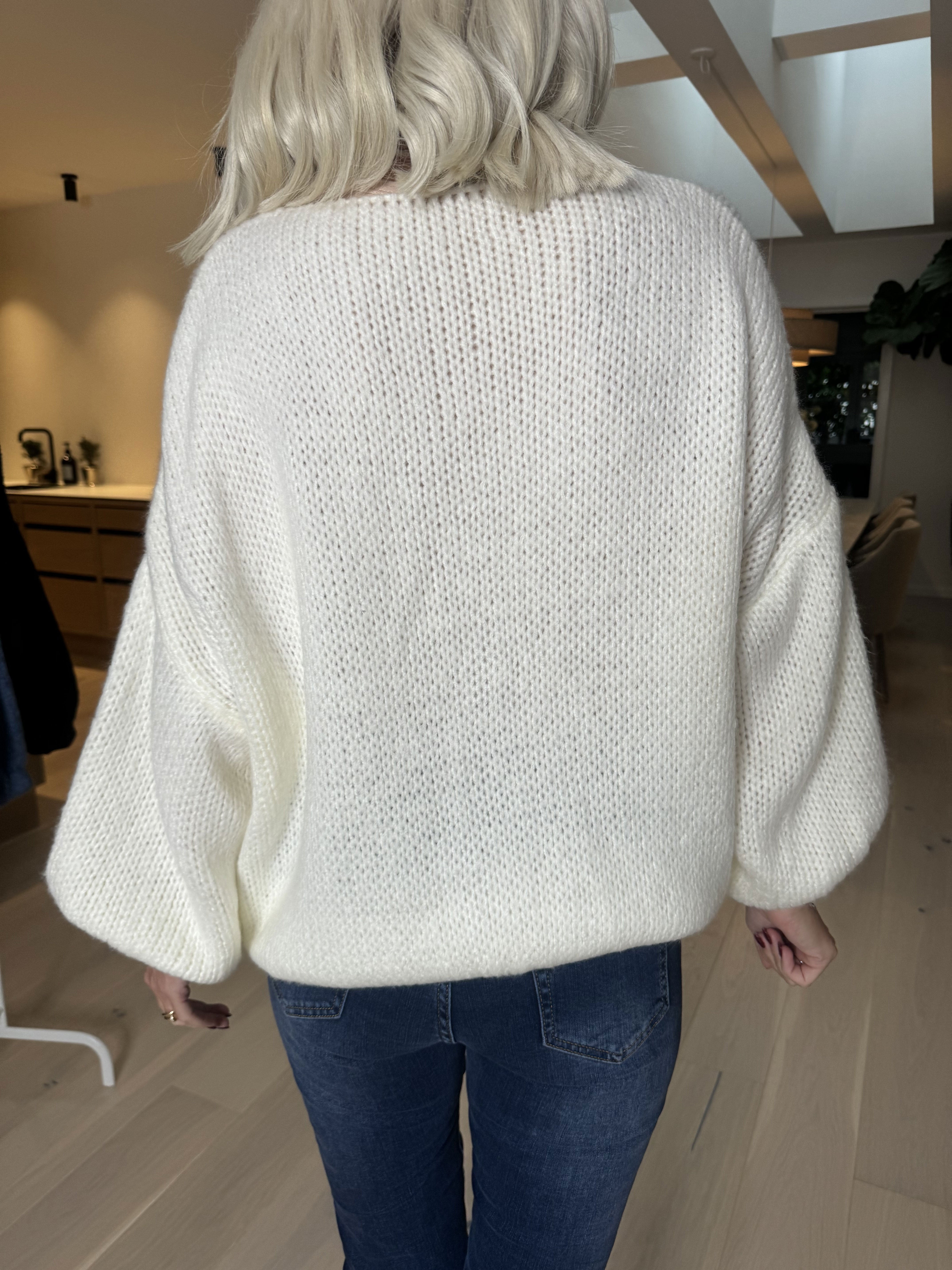 Kimberly - Sød tyk strikcardigan med sløjfer